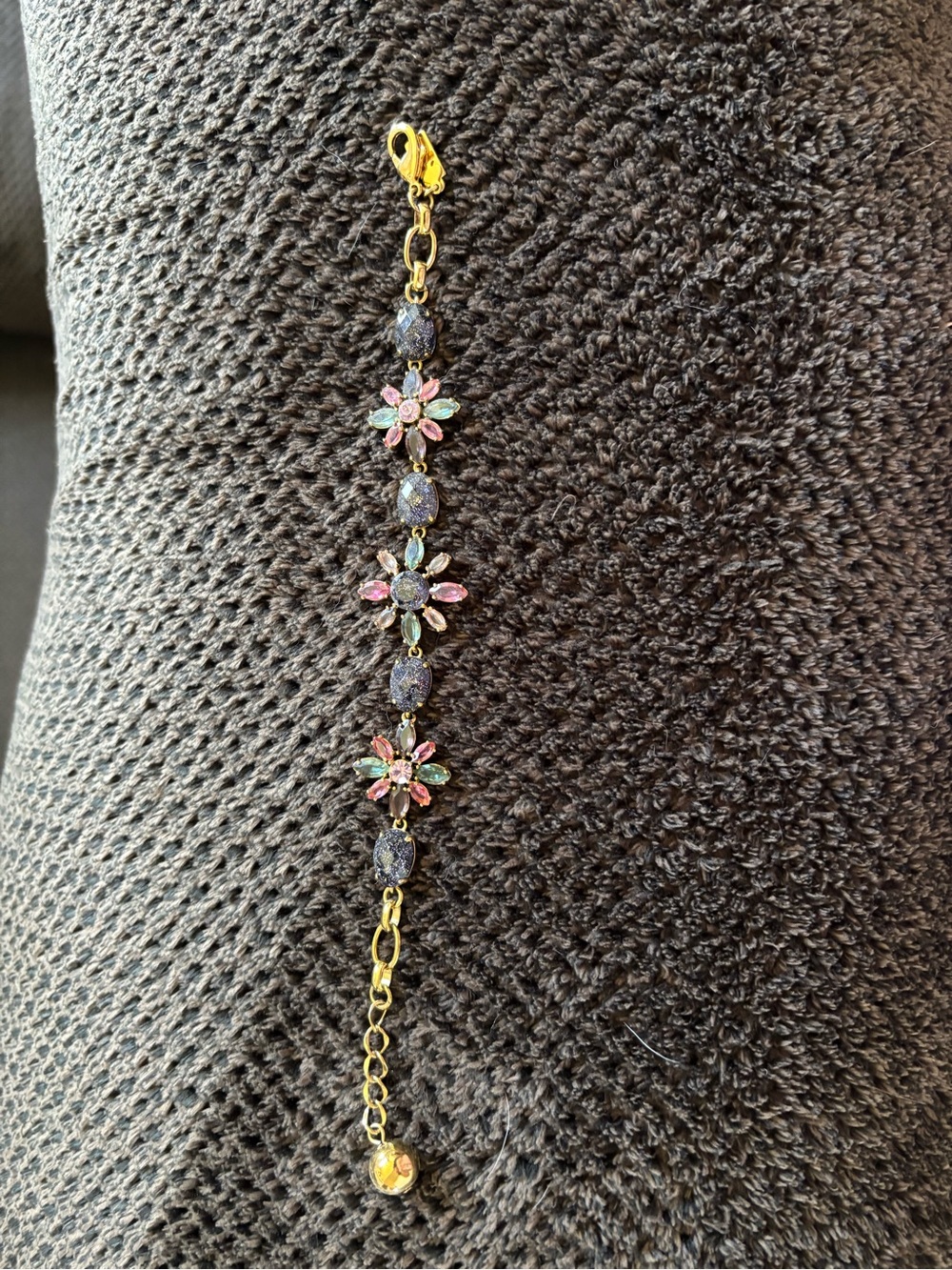 kate spade Gold-Tone Floral Crystal Bracelet with Pink, Green and Blue Accents